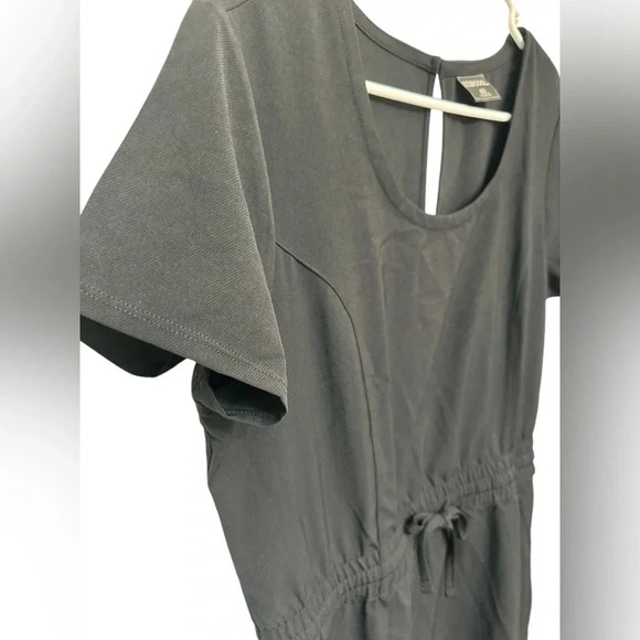 32 Degrees cool lightweight cinch waist short sleeve athleisure black dress - Picture 2 of 9